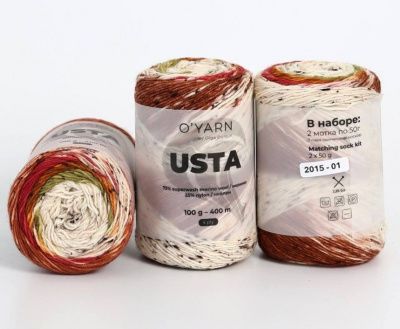 USTA цвет 2015. Состав: 75% меринос, 25% нейлон. Метраж/вес мотка: 400м/100г
